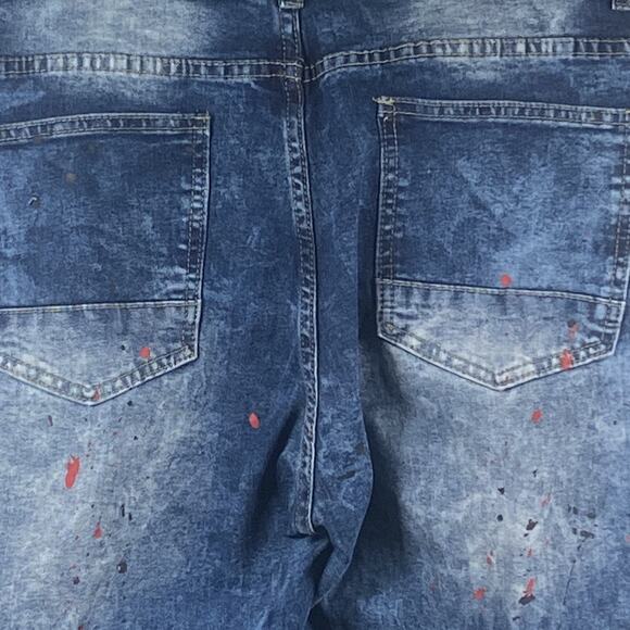 Rock Salt Jeans Mens 38 Distressed Patchwork Paint Splatter Ripped Denim Pants 3 - Picture 6 of 8